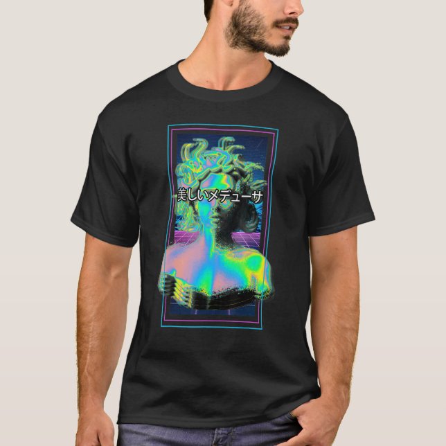 Camiseta Vaporwave Medusa Mythology Gorgon in Greek Medusa  (Anverso)