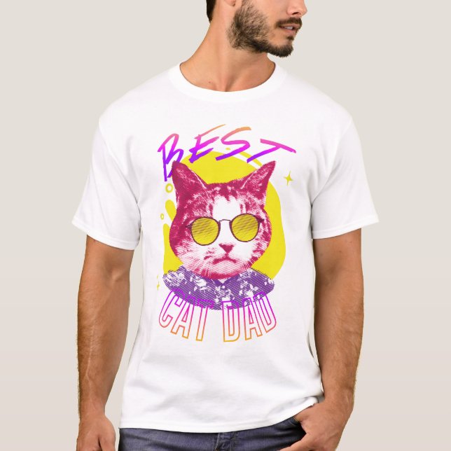 Camiseta Vaporwave Mejor Gato Papá Kitty Estético Retro T-S (Anverso)