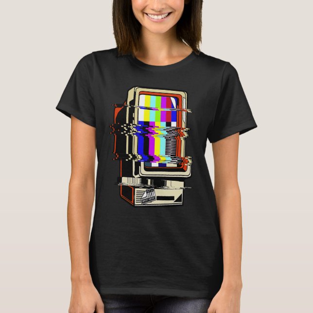 Camiseta Vaporwave No Signal Televisor Off Air Glitch Comp (Anverso)