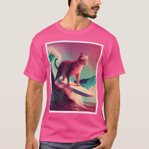 Camiseta Vaporwave Psychedelic Punk House Cat Surfing In th