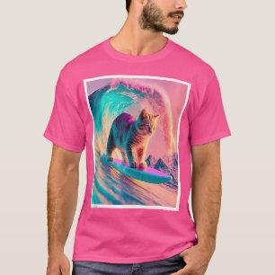 Camiseta Vaporwave Psychedelic Punk House Cat Surfing In th