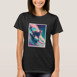 Camiseta Vaporwave Psychedelic Punk House Cat Surfing In th