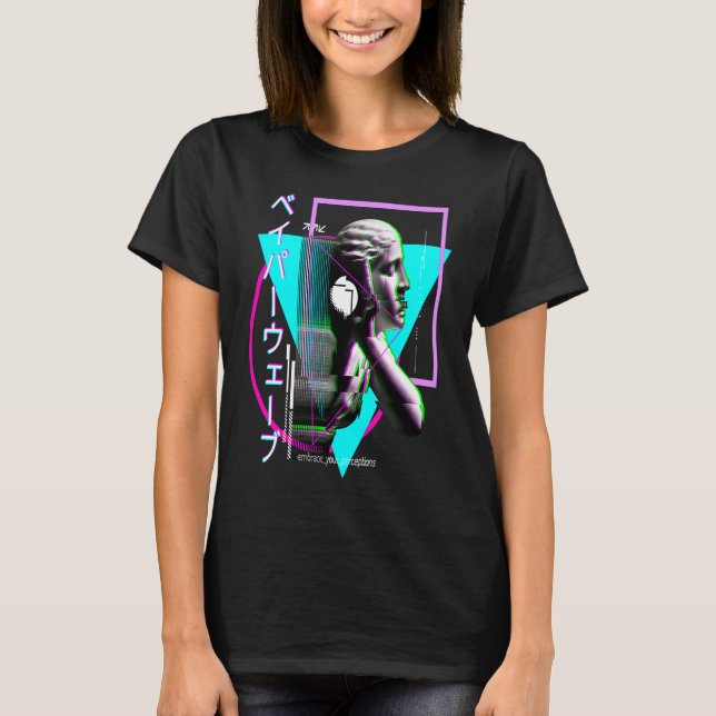 Camiseta Vaporwave Statue Aesthetic Glitch Japanese Otaku (Anverso)