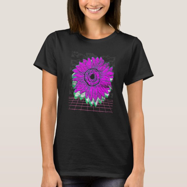 Camiseta Vaporwave Sunflo de la Flor Jardín Botánico Retro  (Anverso)