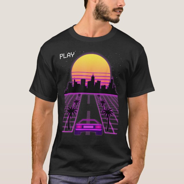 Camiseta Vaporwave Sunset Synthwave Cyberpunk Outrun 80s Me (Anverso)
