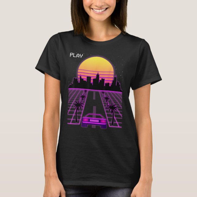 Camiseta Vaporwave Sunset Synthwave Cyberpunk Outrun 80s Me (Anverso)