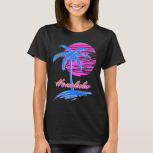 Camiseta Vaporwave Synth Outrun Sunset Beach Retro Hono