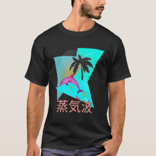 Camiseta Vaporwave Synthwave Dolphin Ocean Kanjis
