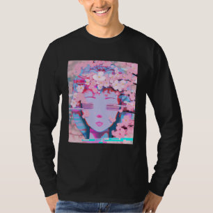 Camiseta Vaporwave Synthwave Retrowave Glitch Flor de Cerez