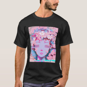 Camiseta Vaporwave Synthwave Retrowave Glitch Flor de Cerez