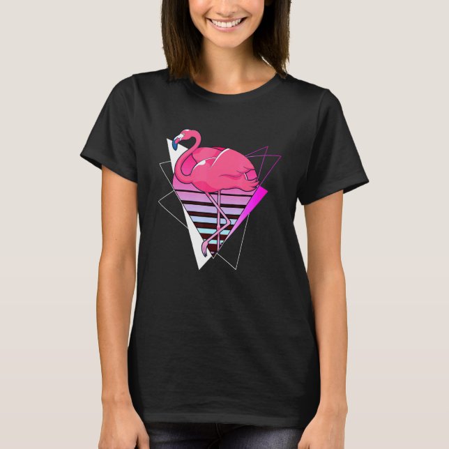 Camiseta Vaporwave Tropical Bird Zoo Animal 80s Art Pink Fl (Anverso)