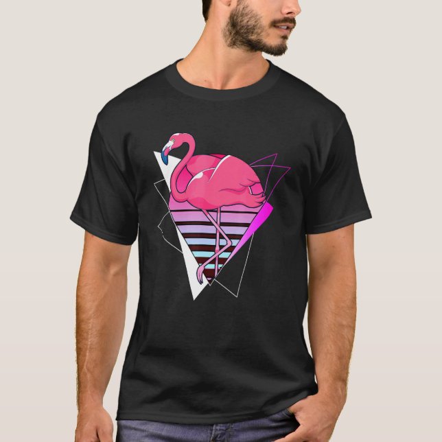 Camiseta Vaporwave Tropical Bird Zoo Animal 80s Art Pink Fl (Anverso)