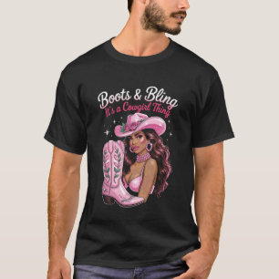 Camiseta Vaqueira Negra Melanina - Botas y Brillo Es una Co