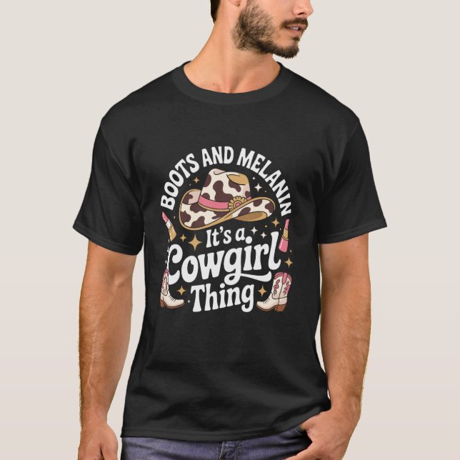 Camiseta Vaqueira texana de campo occidental afroamericana  (Anverso)