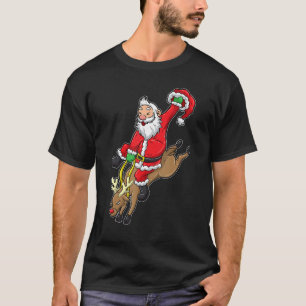 Camiseta Vaqueiro Santa Xmas Reno Ciervo Rodeo Navidad En T