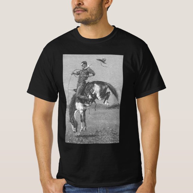 Camiseta Vaqueiros de Rodeo Antiguos, Potro Salvaje de Remi (Anverso)