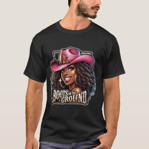 Camiseta Vaquera Afroamericana De Botas En El Suelo País