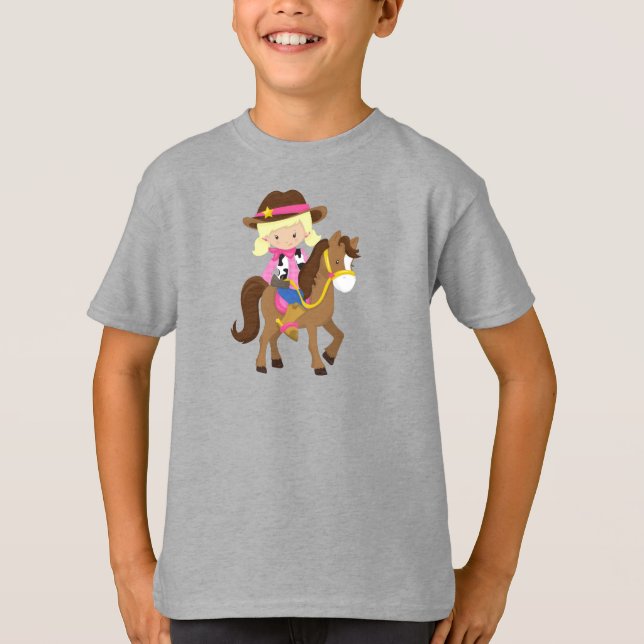 Camiseta Vaquera, alguacil, caballo, occidental, pelo largo (Anverso)