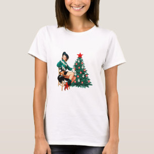 Camiseta Vaquera Antigua Con Árbol De Navidad