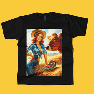Camiseta Vaquera antigua y linda imagen pin-up