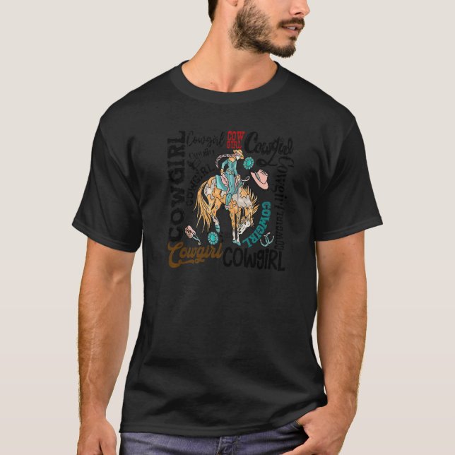 Camiseta Vaquera Cabalgando Caballo Girasol Turquesa Occide (Anverso)