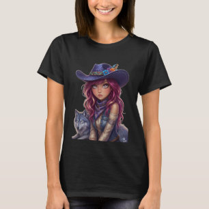 Camiseta Vaquera Cósmica y Lobo Espiritual Magia de Acuarel