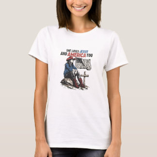 Camiseta Vaquera Cristiana Que Ama a Jesús Y a América Tamb