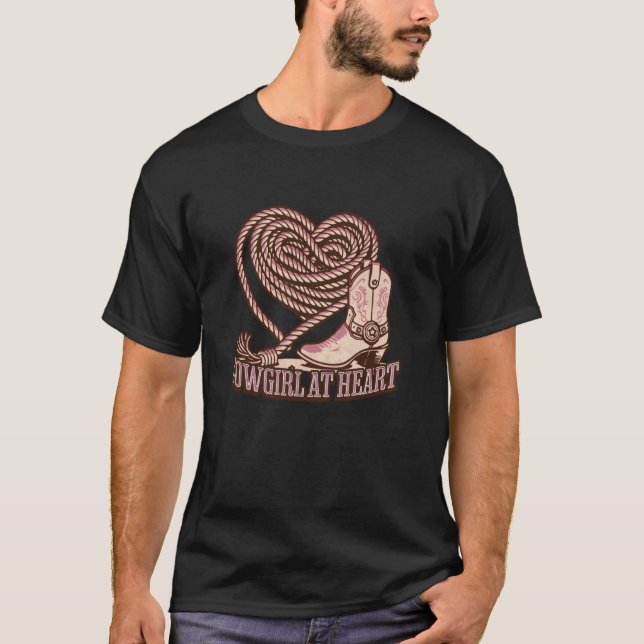 Camiseta Vaquera de Corazón Rodeo Occidental - Botas Rosas (Anverso)