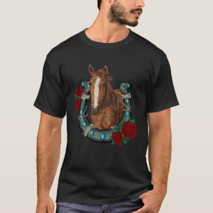 Camiseta Vaquera de Texas Occidental Flores Herradura A Cab
