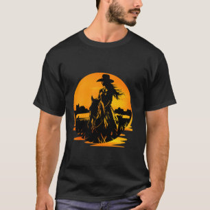 Camiseta Vaquera del Atardecer Jinete de Caballo Chica Lind