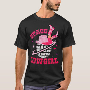 Camiseta Vaquera espacial disco cuero de vaca rosa retro we