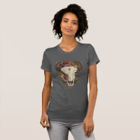 Vaquera Floral Bisonte Animal Cráneo Cornudo