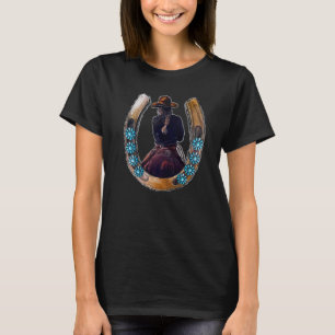 Camiseta Vaquera Herradura Piedra Preciosa Cuero Occidental