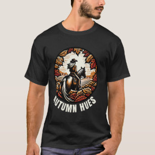 Camiseta Vaquera, jinete femenina. Tonos otoñales.