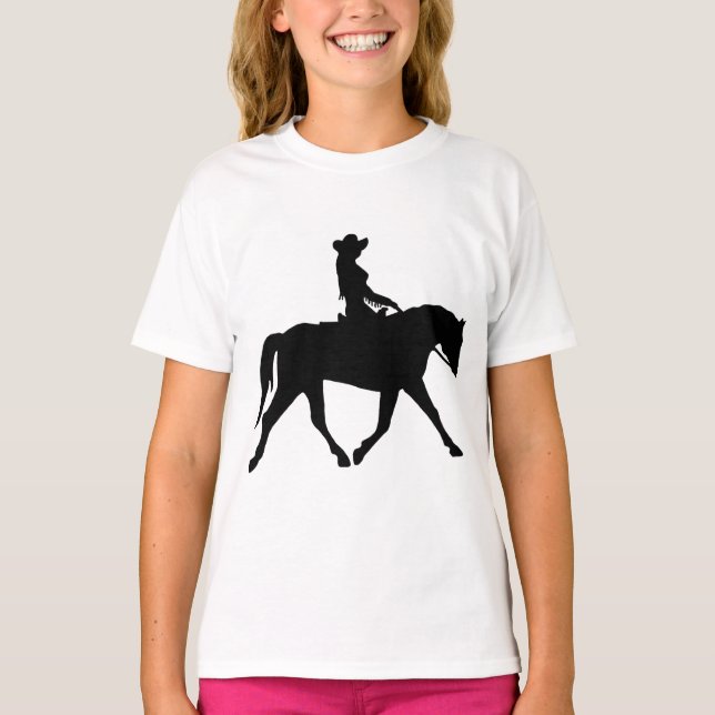 Camiseta Vaquera montando su caballo (Anverso)