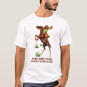 Camiseta Vaquera Montando Vivió Feliz Después De Oeste