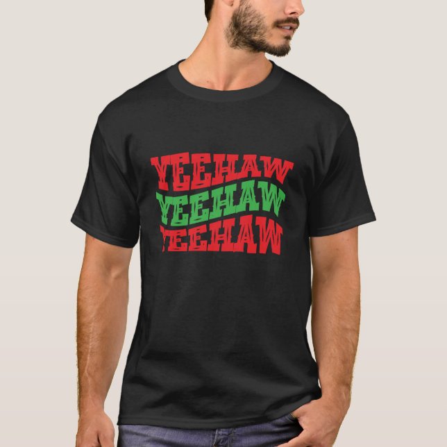 Camiseta Vaquera Navidad Yeehaw Cowgirl Cowboy Occidental (Anverso)