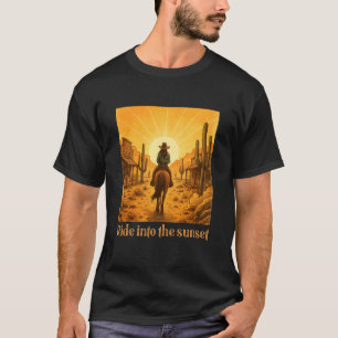 Camiseta Vaquera Occidental Vintage Cabalga Hacia El Atarde