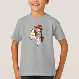 Camiseta Vaquera, Sheriff, Caballo, Lasso, Pelo Marrón