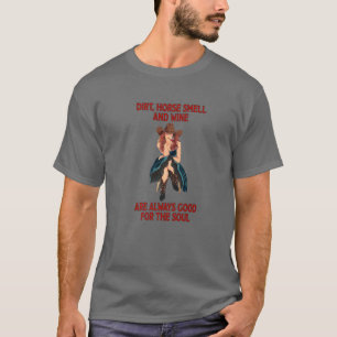 Camiseta Vaquera Sucia Horse Huele Y Vino País Occidental