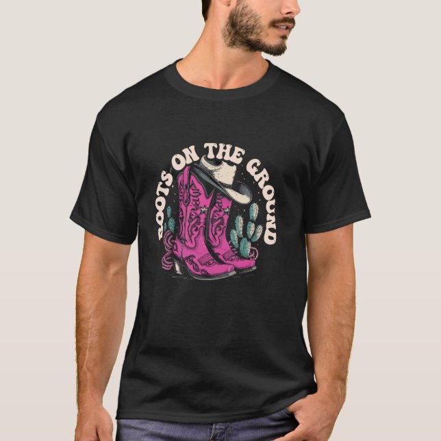 Camiseta Vaqueras con Botas en el Suelo Caballo Occidental  (Anverso)