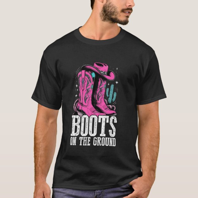 Camiseta Vaqueras con Botas en el Suelo Caballo Occidental  (Anverso)