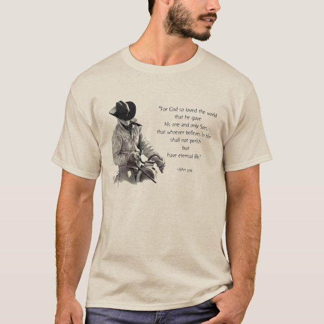 Camiseta VAQUERO: 3:16 de JUAN: Biblia: Arte del lápiz (Anverso)