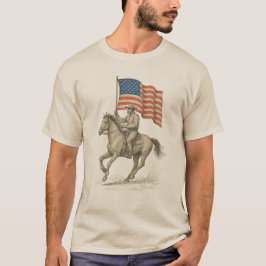 Camiseta Vaquero Americano Montando con Bandera