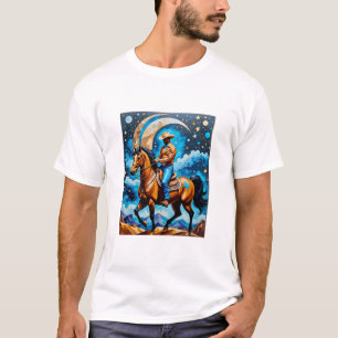 Camiseta Vaquero Celestial Oeste Nocturno Cielo Tee de Arte