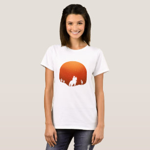 Camiseta Vaquero con caballo Salvaje paisaje de la puesta d