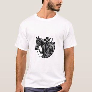 Camiseta Vaquero con ilustracion de caballo arte occidental
