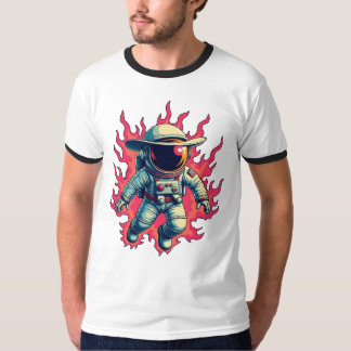 Camiseta Vaquero cósmico - Astronauta en llamas