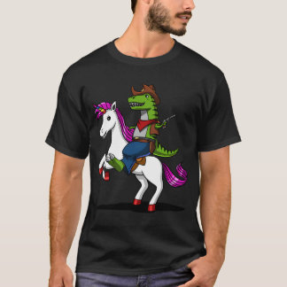 Camiseta Vaquero de dinosaurio T-Rex montando unicornio
