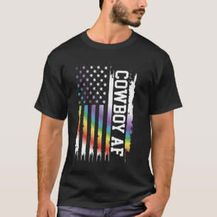Camiseta Vaquero De Estados Unidos Distressed Arcoíris con 